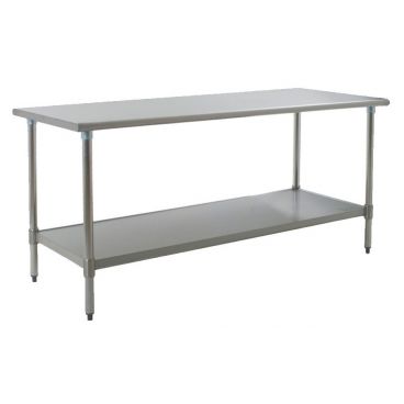 Eagle T3072B-1X 72" x 30" Budget Series Stainless Steel Flat Top Work Table with Galvanized Legs and Undershelf