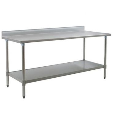 Eagle Group T3072SE-BS 30" x 72" Stainless Steel Work Table with Undershelf and 4 1/2" Backsplash