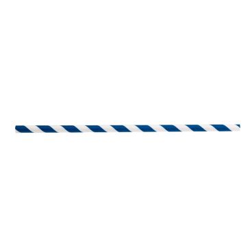 Tablecraft 100120 7-3/4" Unwrapped Blue Striped Paper Straws