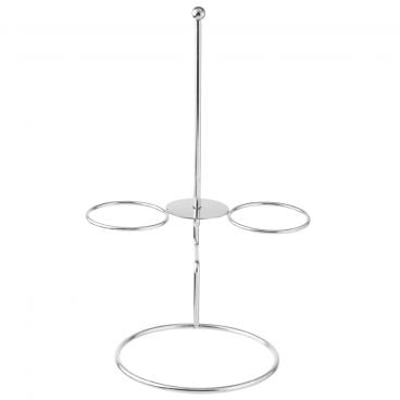 Tablecraft 10460 Stainless Steel Onion Ring Serving Tower with Ramekin Holders, 4" x 4" x 7"