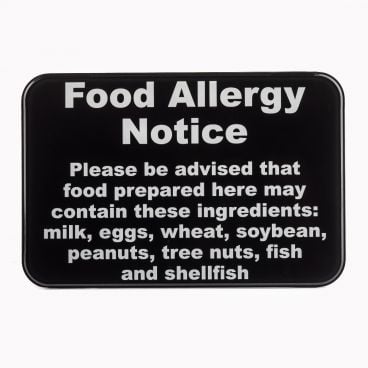 Tablecraft 10481 "Food Allergy Notice" Warning Sign, 9" x 6"