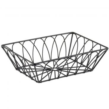 Tablecraft 10537 Petal Collection 9" Rectangular Black Metal Wire Serving Basket