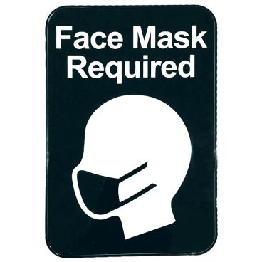 Tablecraft 10541 Black "Face Mask Required" 6 Inch x 9 Inch Rectangular Self-Adhesive Plastic COVID/Social Distance Sign