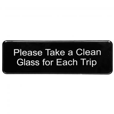 Tablecraft 10597 Black "Please Take a Clean Glass" 3 Inch x 9 Inch Rectangular Self-Adhesive Plastic COVID/Social Distance Sign
