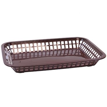 Tablecraft 1077BR 10-3/4" x 7-3/4" x 1-1/2" Brown Rectangular Polypropylene Grande Platter Fast Food Basket