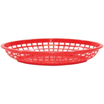 Tablecraft 1084R 11-3/4" x 9" x 1-3/4" Red Jumbo Oval Polypropylene Fast Food Basket