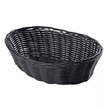 HUBERT Bread Basket Black Wicker Rectangular 9 L x 6 W x 2 3/8 H 