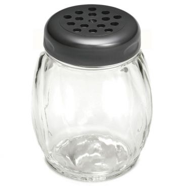 Tablecraft 260BK 6 Ounce Swirl Glass Shaker with Black Plastic Top