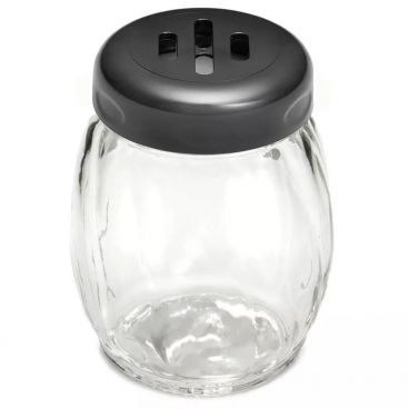 Tablecraft 260SLBK 6 Ounce Swirl Glass Shaker with Black Slotted Top