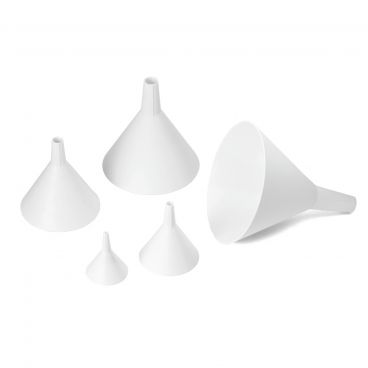Tablecraft 5 White Plastic Funnel Set with 2", 3", 4", 5", and 6" Funnels