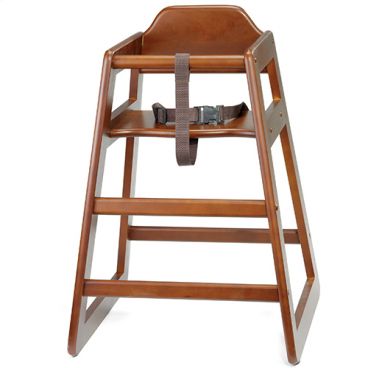 Tablecraft 66 26 3/4" Walnut Finish Stacking HardWood High Chair, Unassembled