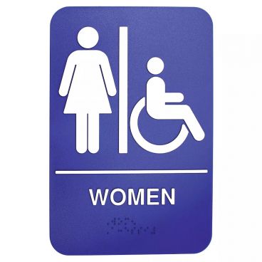 Tablecraft 695630 6" x 9" x .125" Plastic "Women" and Handicap Accessible Braille Sign