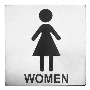 Tablecraft B11 5" x 5" Stainless Steel Women Restroom Sign
