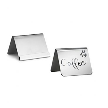 Tablecraft B17 2.5" x 2" Stainless Steel Dry Erase Tabletop Tent Sign / Card Holder