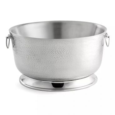 Tablecraft BTB2111 20-1/2" x 11" Stainless Steel Round Double Wall Beverage Tub with Base