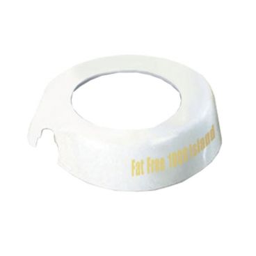 Tablecraft CB18 Imprinted White Plastic Salad Dressing Dispenser Collar with "Fat Free 1000 Island" Beige Lettering