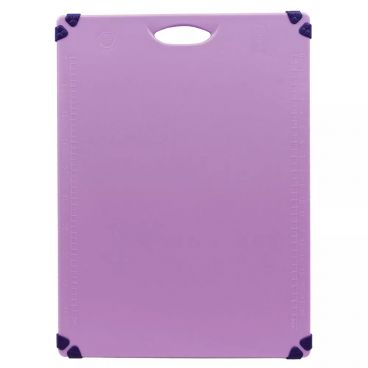 Tablecraft CBG1824APR 18" x 24" x 1/2" Purple Plastic Grippy Cutting Board with Integrated Handle