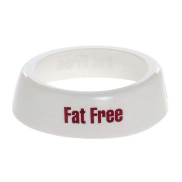Tablecraft CM19 Imprinted White Plastic Salad Dressing Dispenser Collar with "Fat Free" Maroon Lettering