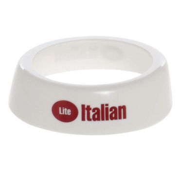 Tablecraft CM21 Imprinted White Plastic Salad Dressing Dispenser Collar with "Lite Italian" Maroon Lettering