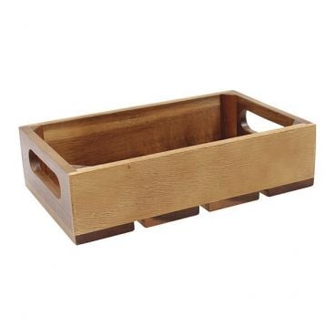 Tablecraft CRATE14 Gastronorm 10 3/8" x 6 1/2" x 2 3/4" Acacia Wood Serving and Display Crate 