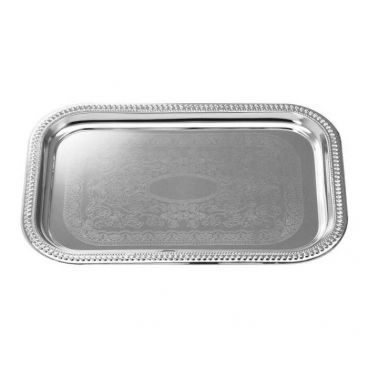 Tablecraft CT1812 18 1/4" x 12 1/2" Rectangular Chrome Plated Silver Serving Tray