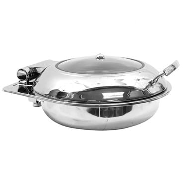 Tablecraft CW40165 Stainless Steel 4 qt. Full Size Round Induction Chafer w/ Close Hinged Cover