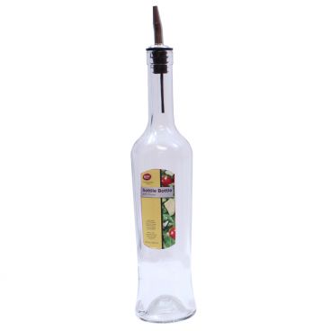 Tablecraft H933 17 oz. Sottile Clear Glass Bottle with Stainless Steel Pourer