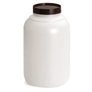 Tablecraft JC1128A 128 oz. Plastic White PourMaster Backup Container w/ Assorted Color Caps