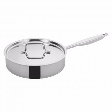 Winco TGET-3 3 Qt. Tri-Ply Induction Ready Saute Pan with Cover