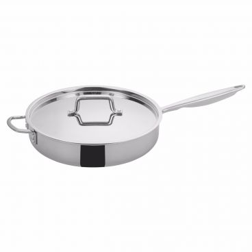 Winco TGET-6 6 Qt. Tri-Ply Induction Ready Saute Pan with Cover