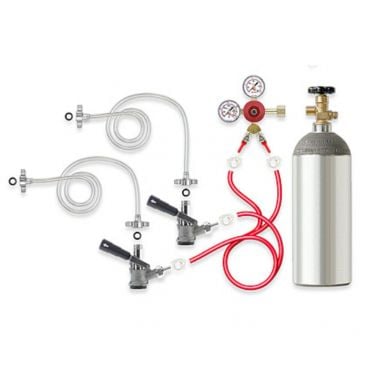 Micro Matic TK-CC-2 Dual Coil Cooler Keg Tapping Kit For 2 American Sankey D System Keg With Dual Gauge CO2 Regulator And 5 lb Empty Aluminum Cylinder