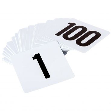 Tablecraft TN100 White Plastic 4" Number 1-100 Card Set