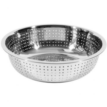 Town 31713 Stainless Steel 13 1/2" Diameter Small 1/8" Perforation Wide-Rim Chinese Style Colander With Button Feet