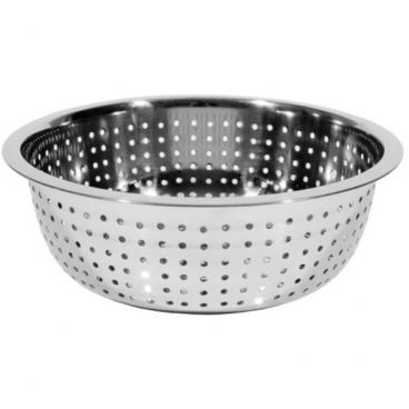 Town 31811 Stainless Steel 11" Diameter Large 3/16" Perforation Wide-Rim Chinese Style Colander With Button Feet