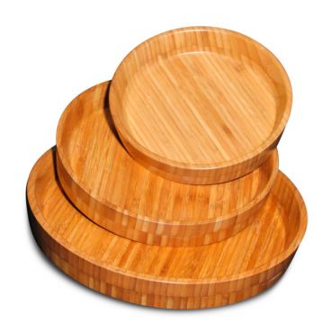 Town 34230 8", 10" and 12" Round Bamboo Serving Plate/Tray Set