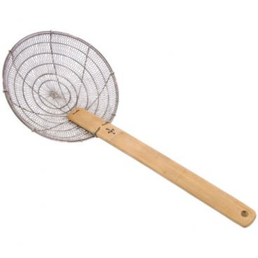 Town 42510 Round 10" Diameter Fine Mesh Stainless Steel Skimmer With 13 1/2" Bamboo Handle
