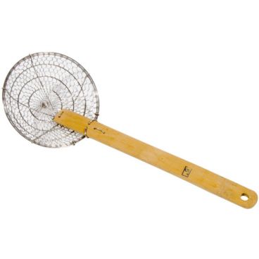 Town 42604 Round 4" Diameter Coarse Mesh Stainless Steel Skimmer With 9" Bamboo Handle