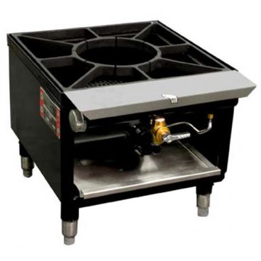 Town SR-18-SS-N 18" Wide Stainless Steel 75,000 BTU Natural Gas Stock Pot Range With Cast Iron Spider Grate Top And Front Gas Manifold
