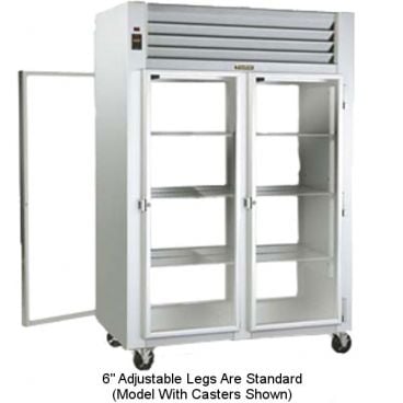 Traulsen AHT226WPUT-FHG Spec-Line 2-Section 58" Wide Shallow-Depth 43.5 Cubic ft Stainless Steel Exterior And Aluminum Interior Full-Height Hinged Glass-Door Pass-Thru Display Refrigerator With Smart Controls, 115V 1/2 HP