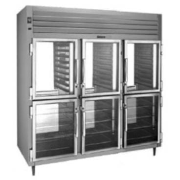 Traulsen AHT332NPUT-HHG Spec-Line 3-Section 76 5/16" Wide N-Width 73.1 Cubic ft Stainless Steel Exterior And Aluminum Interior Narrow Half-Height Hinged Glass-Door Pass-Thru Display Refrigerator With Smart Controls, 115V 3/4 HP
