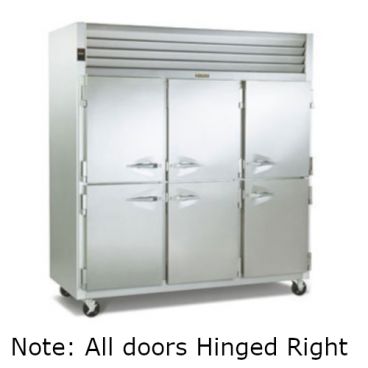 Traulsen G30002 3 Section Half Door Reach In Refrigerator - Right Hinged Doors