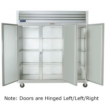 Traulsen G30011 77" G Series Three Section Solid Door Reach-In Refrigerator with Left / Left / Right Hinged Doors - 69.35 cu. ft.