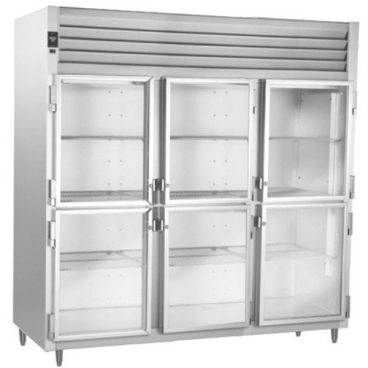 Traulsen RHT332WUT-HHG Spec-Line W-Width 3-Section 86 1/8" Wide 79.0 Cubic ft Half-Height Glass-Door Stainless Steel Exterior And Interior Reach-In Refrigerator, 115V 3/4 HP
