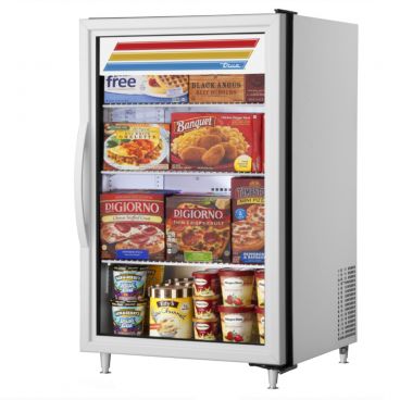 True GDM-07F-HC~TSL01 24 1/8" Stainless Steel Countertop Freezer Merchandiser with Swing Door - 115V