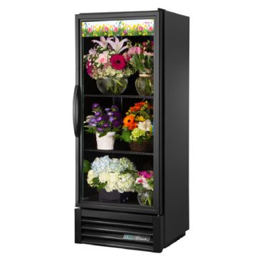 True GDM-12FC-HC~TSL01 24 7/8" Black Glass Door Floral Case with 2 Shelves and Hydrocarbon Refrigerant - 115V