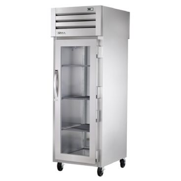 True STA1RPT-1G-1S-HC Spec Series 1-Section 27 1/2" Wide Full-Height Glass Front Door And Solid Rear Door Insulated R290 Hydrocarbon Pass-Thru Refrigerator With Stainless Steel Exterior And Aluminum Interior, 115V