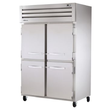 True STA2H-4HS Spec Series 2-Section 52 5/8" Wide Half-Height Solid-Door Insulated Reach-In Heated Holding Cabinet With Stainless Steel Exterior And Aluminum Interior, 208-240V 3000 Watts