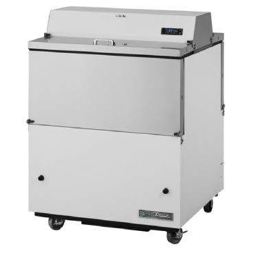 True TMC-34-DS-HC 34" Two Sided Milk Cooler with White / Stainless Steel Exterior and Aluminum Interior  