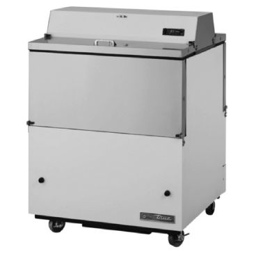 True TMC-34-DS-SS-HC 34" Two Sided Milk Cooler with White / Stainless Steel Exterior and Stainless Steel Interior