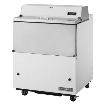 True TMC-34-HC 34" One Sided Milk Cooler with White / Stainless Steel Exterior and Aluminum Interior